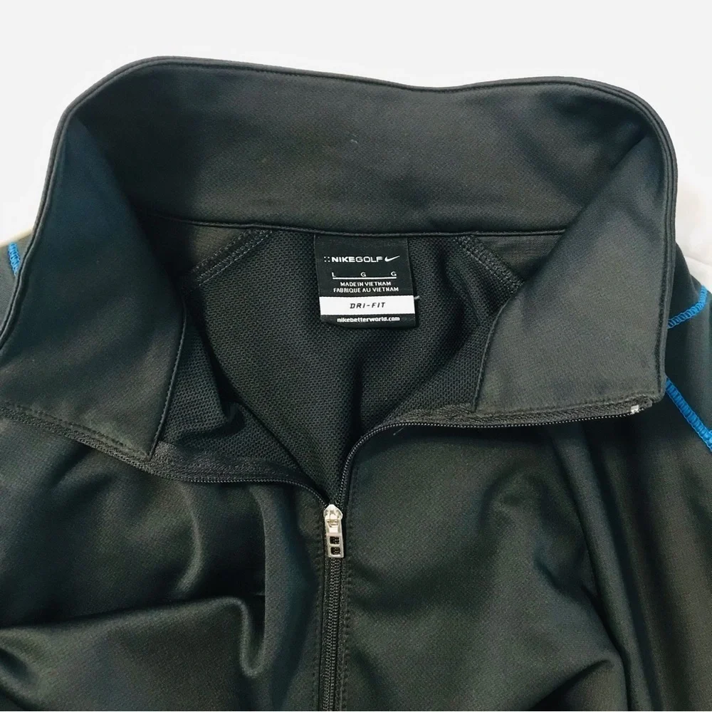 Nike Holf Dri-Fit Men's Black Blue Full Zip Track Jacket Athletic Size Large